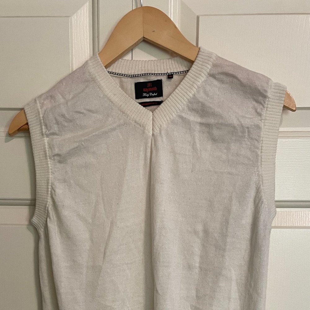 Ivory White Merino Wool Sweater Vest.